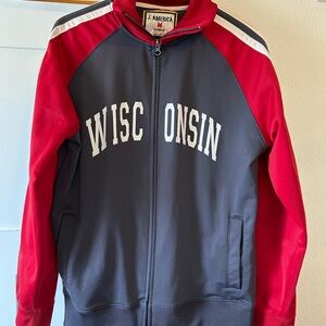 J America Wisconsin Zip-Up Jacket - Red and Gray